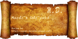 Mazák Dévald névjegykártya
